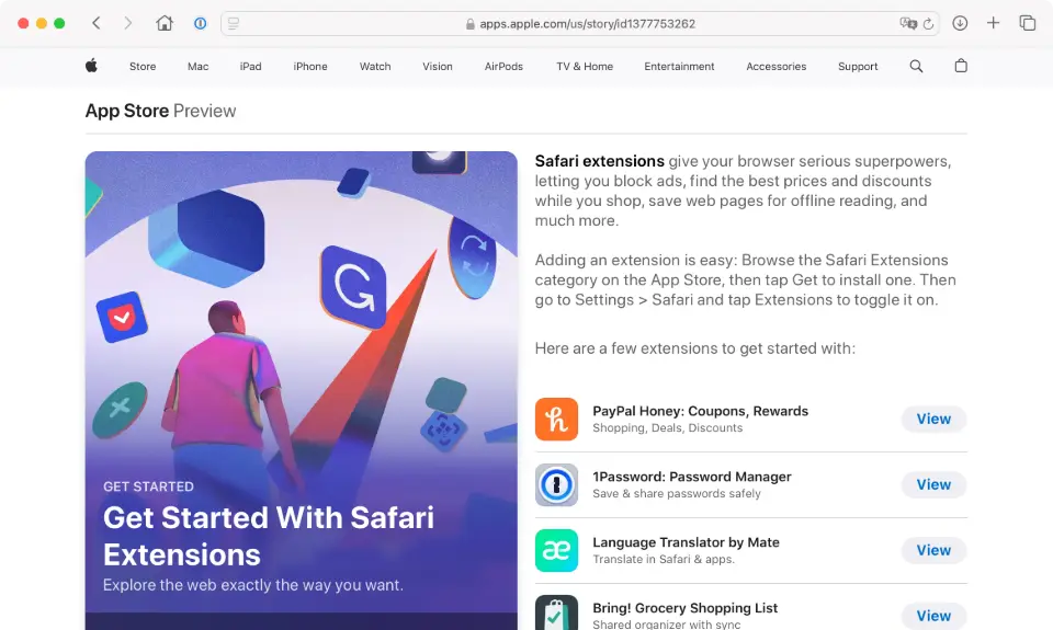 Safari extensions