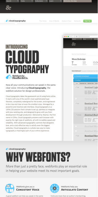 Screenshot of cloud.typography website