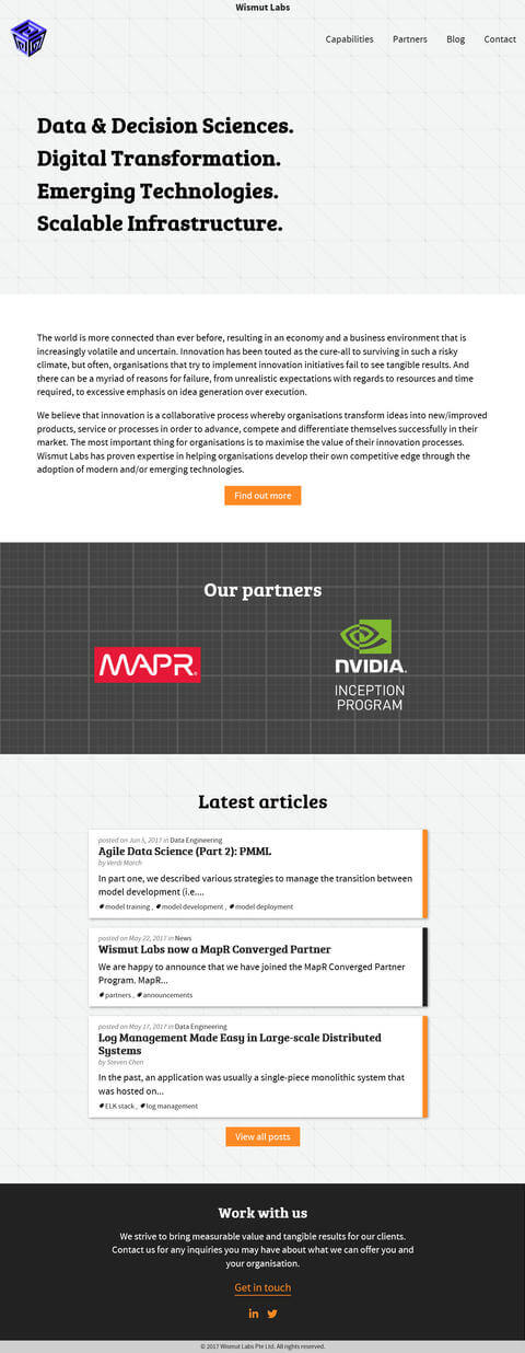 Wismut Labs site layout on IE11