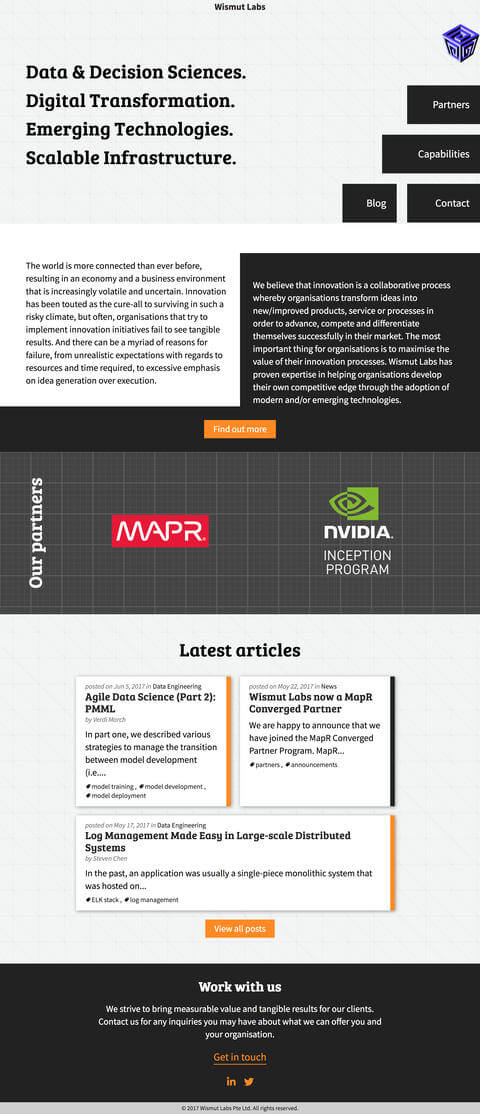 Wismut Labs site layout on Firefox
