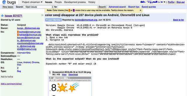 Raising bugs for Chrome