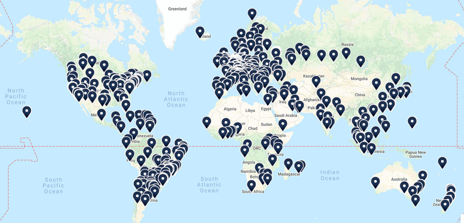 Internet exchanges map