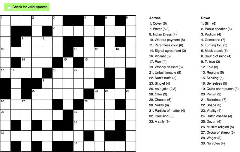 Pure CSS crossword - CSS Grid