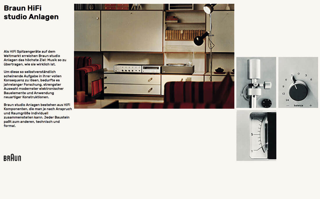 Braun HiFi studio Anlagen poster recreated with CSS