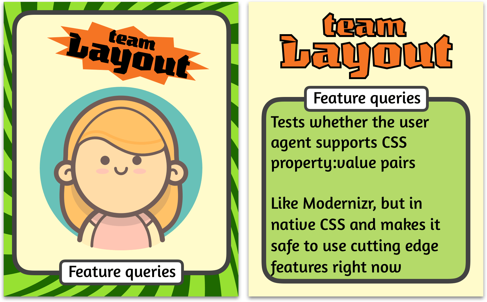 Feature queries trading card