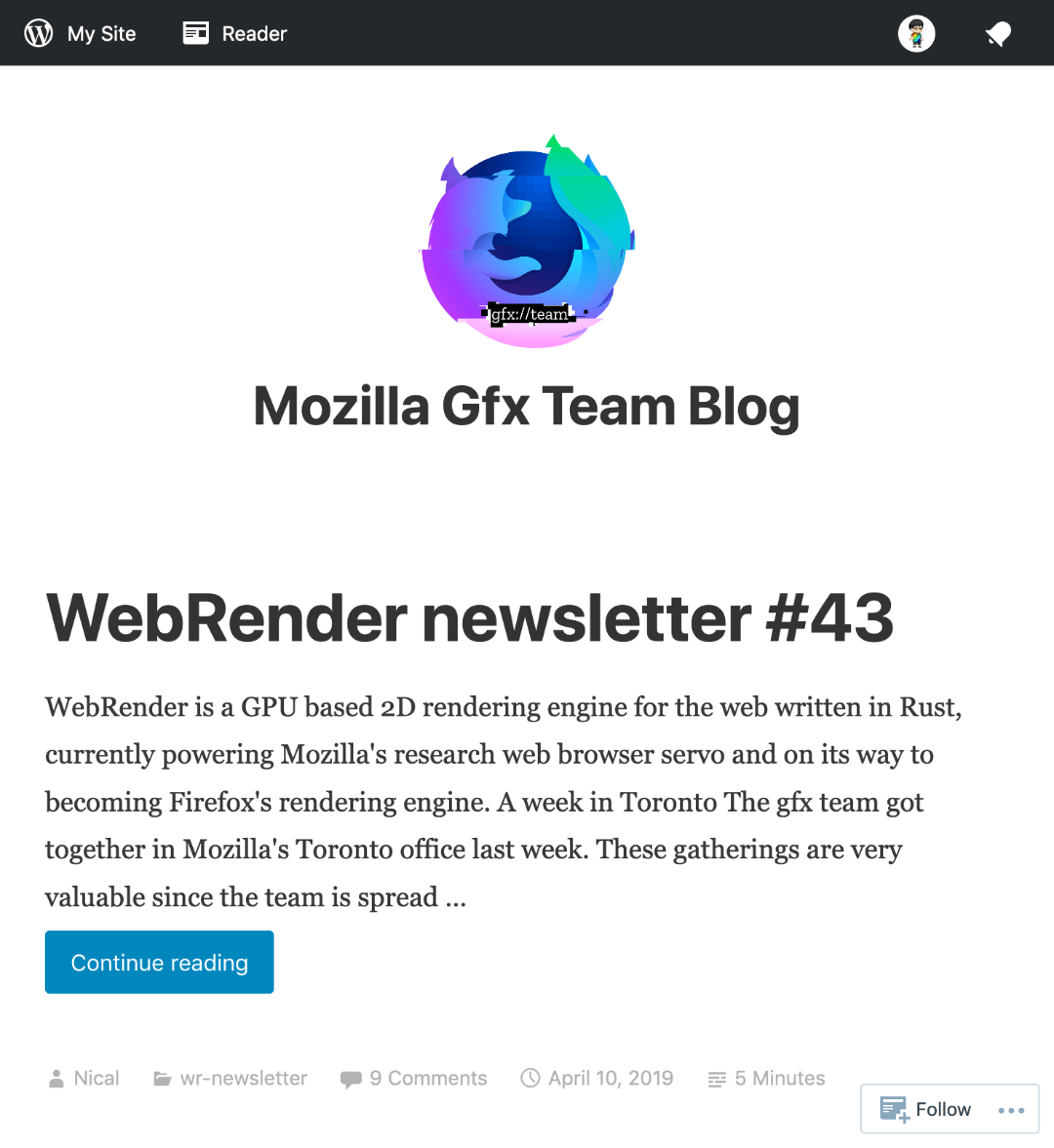 Home page of the Mozilla Gfx blog