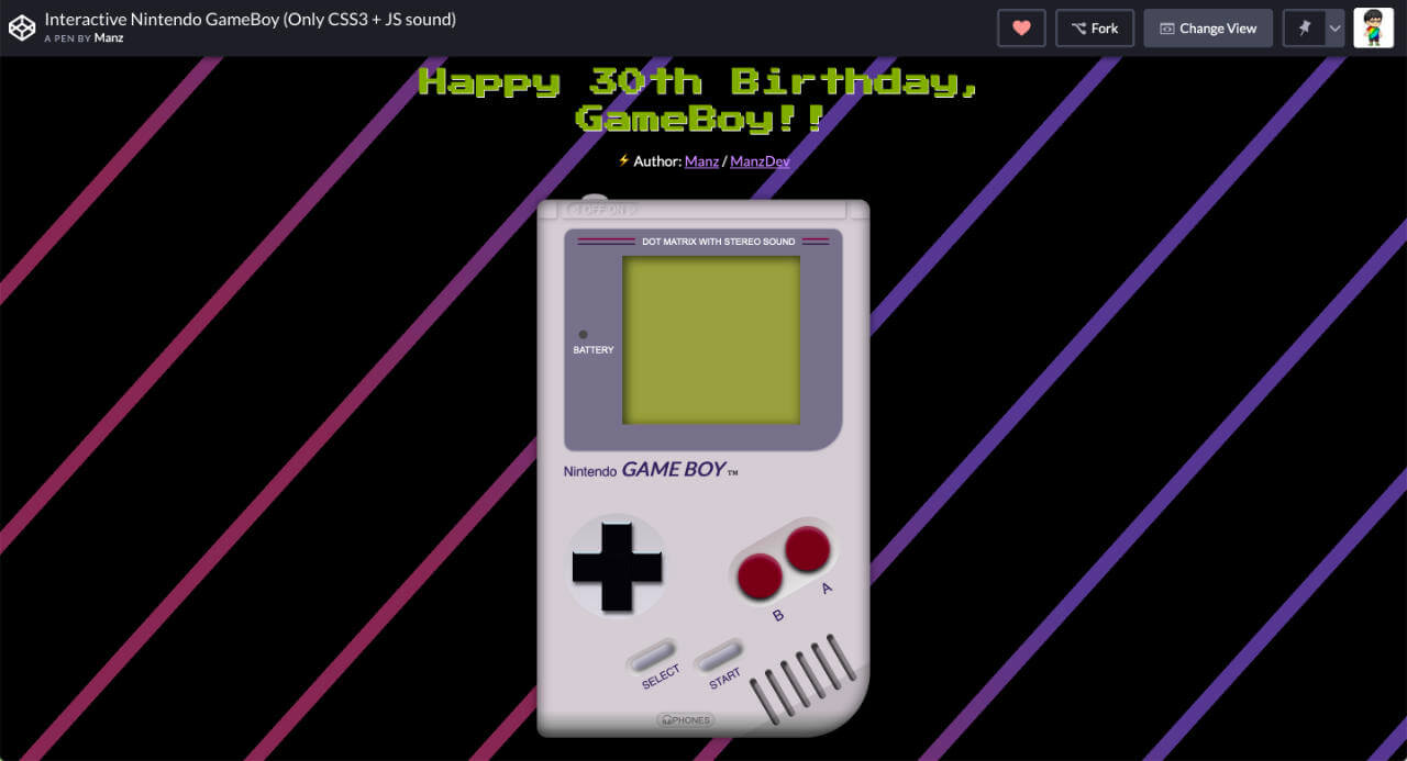Nintendo GameBoy in pure CSS