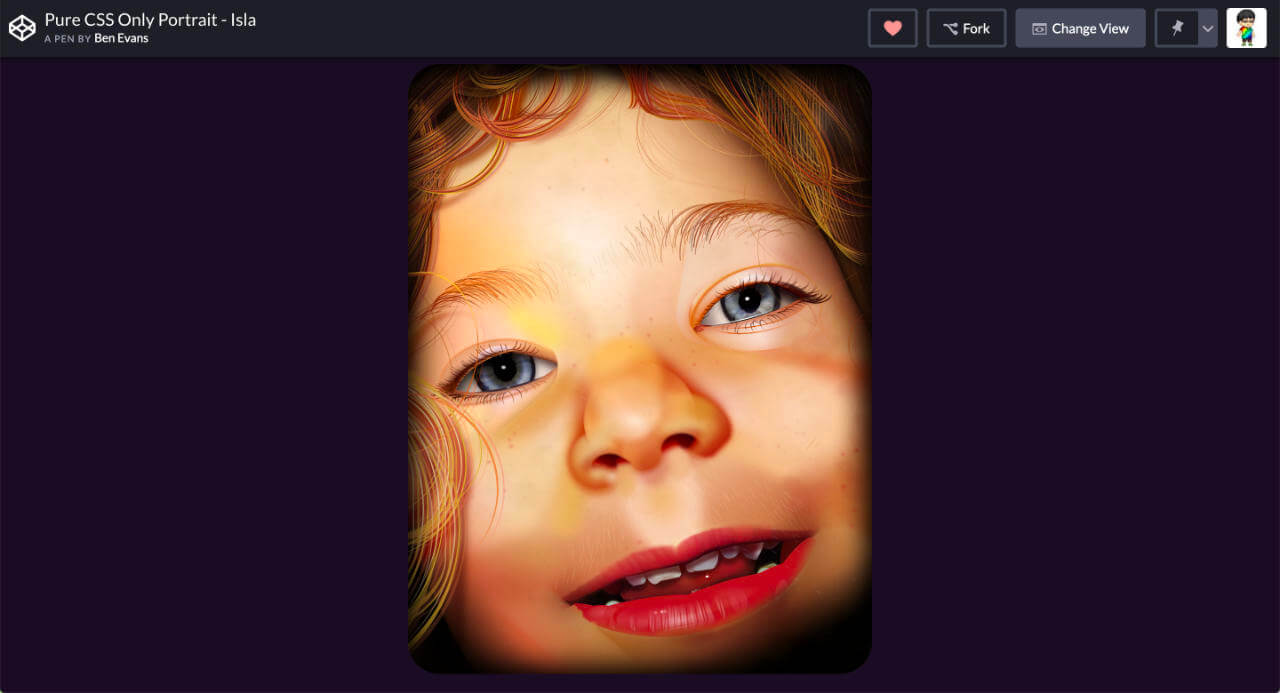 Portrait of Isla in pure CSS