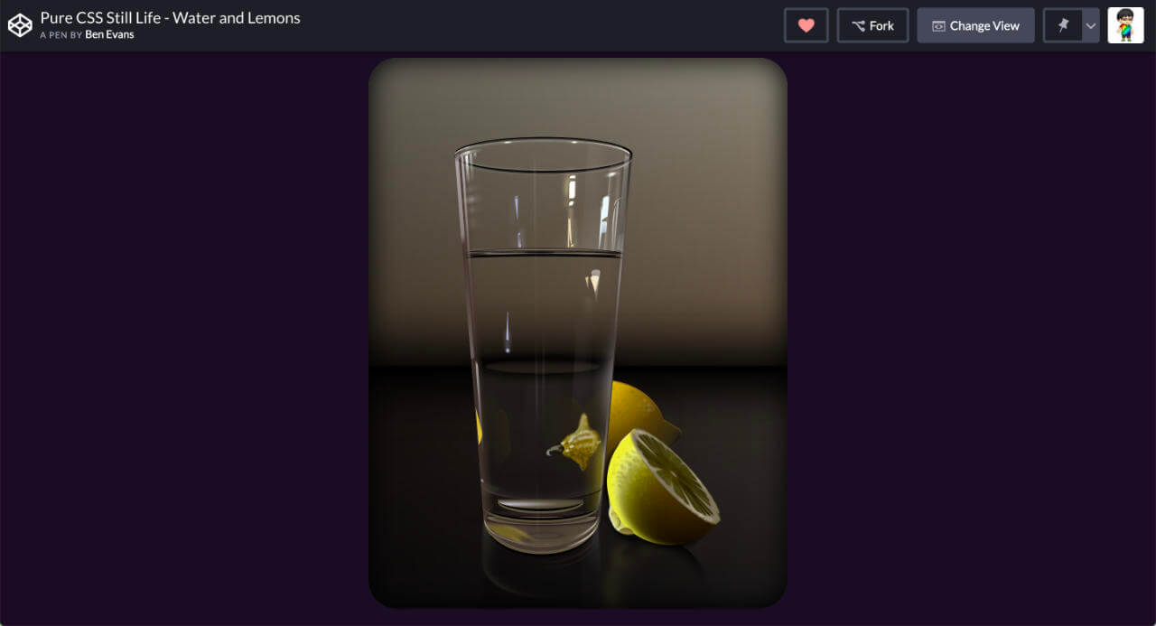 Still Life - Water and Lemons in pure CSS