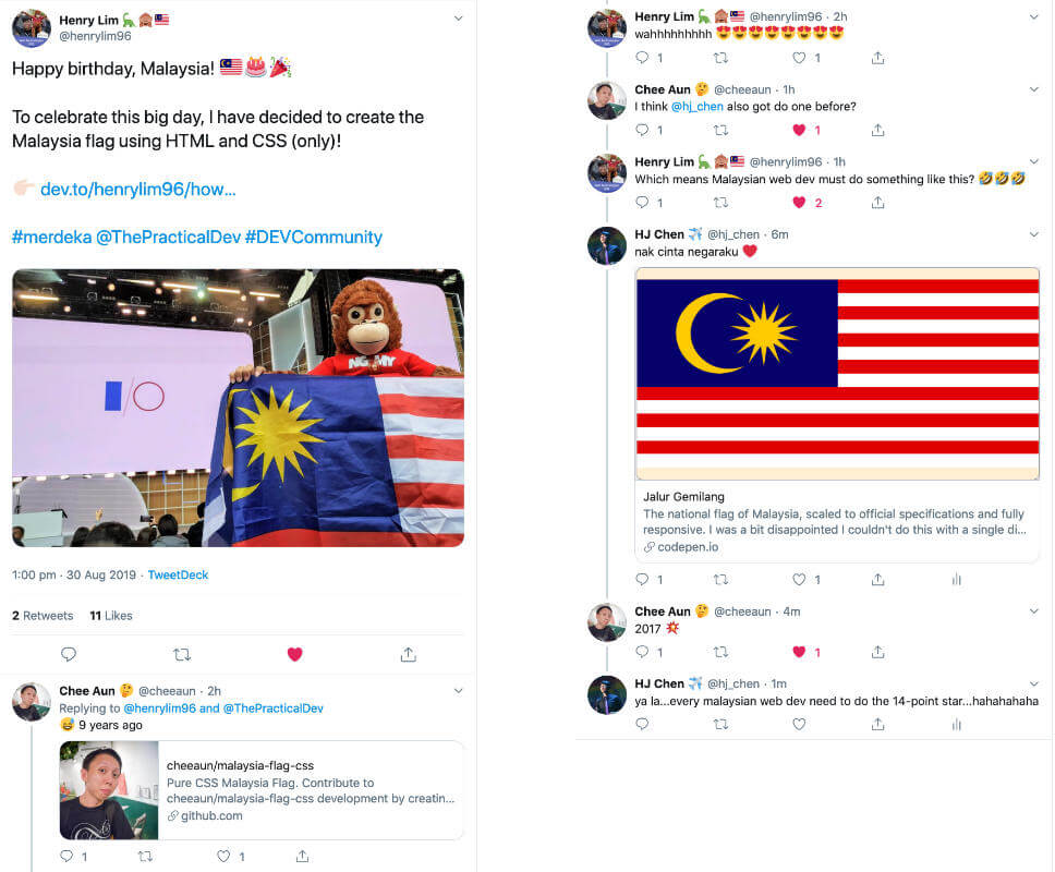 Tweet about Malaysia flag in CSS