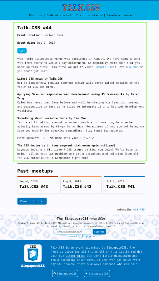 SingaporeCSS home page