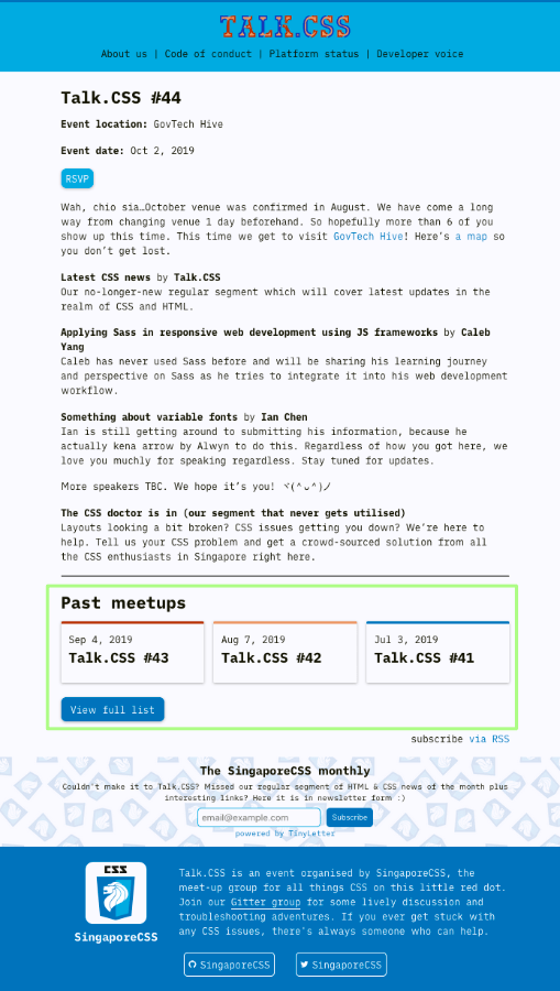 SingaporeCSS home page