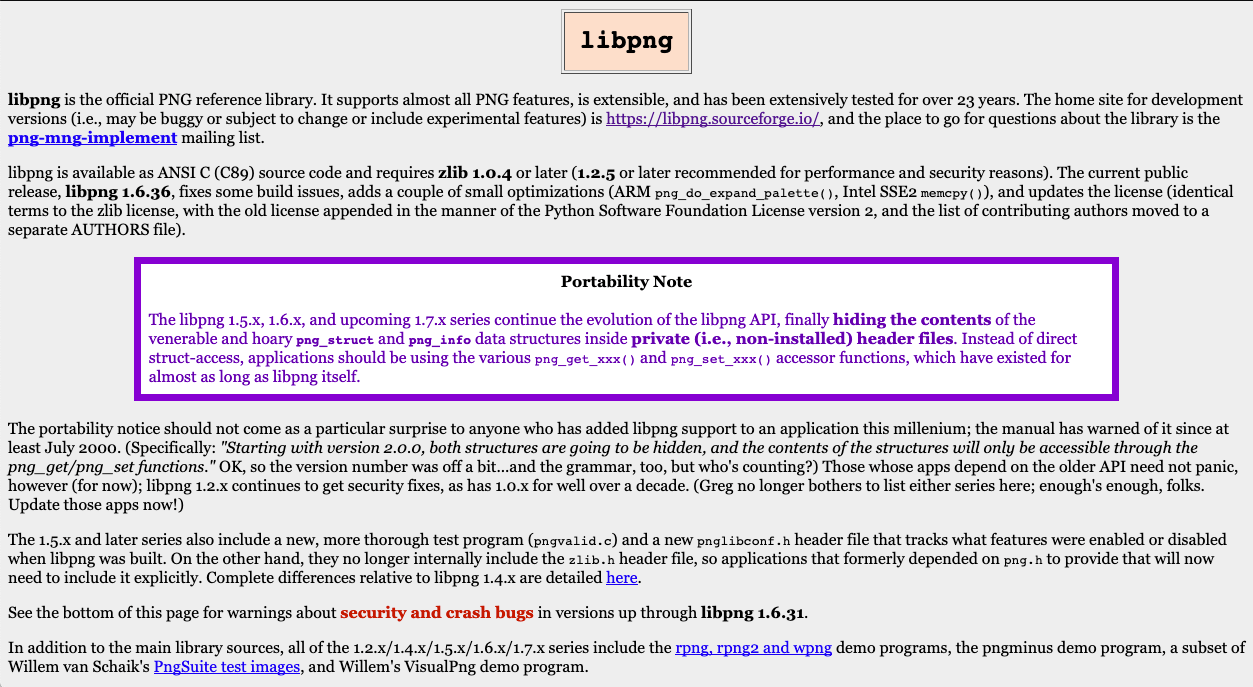 libpng home page