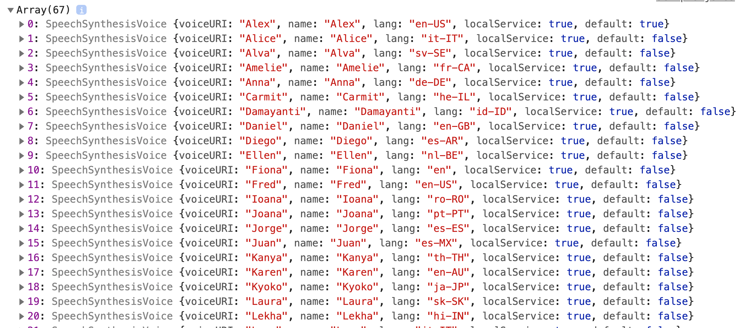 List of voices in Chrome