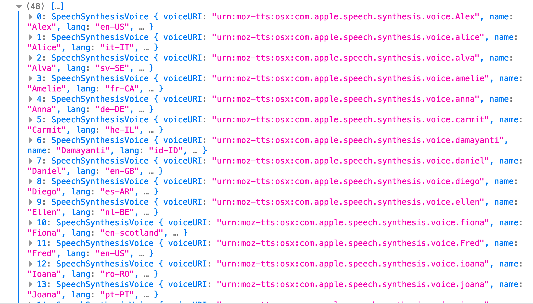 List of voices in Firefox